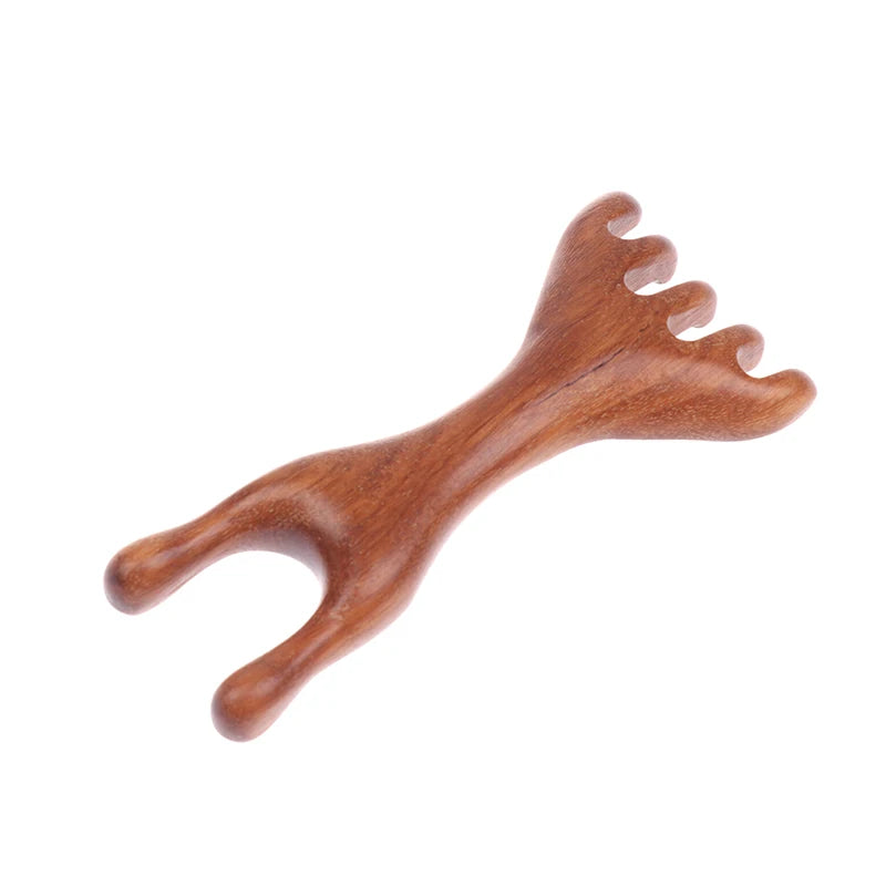 Sandalwood Deer Antler Wide Tooth Comb & Scalp Massager Scalp Massage Comb QXL Light brown