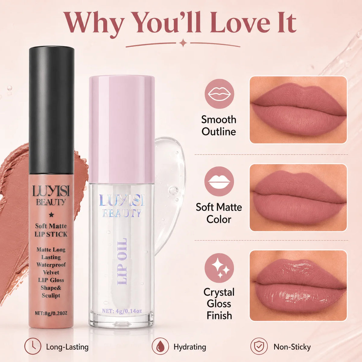 Lip Glaze & Lip Oil Combo | Hydrating Glass-Shine Lip Gloss Set Lip Gloss Set QXL