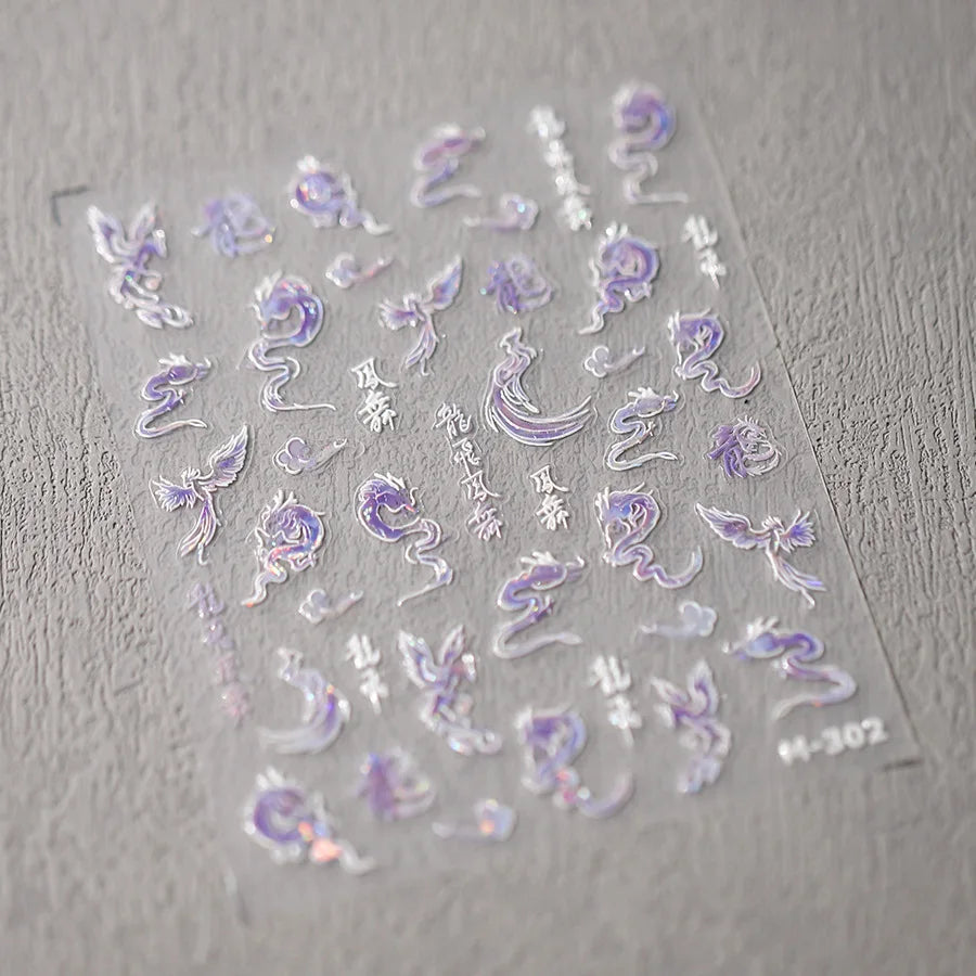 5D Glitter Blue Butterfly Nail Art Stickers | Self-Adhesive Decals