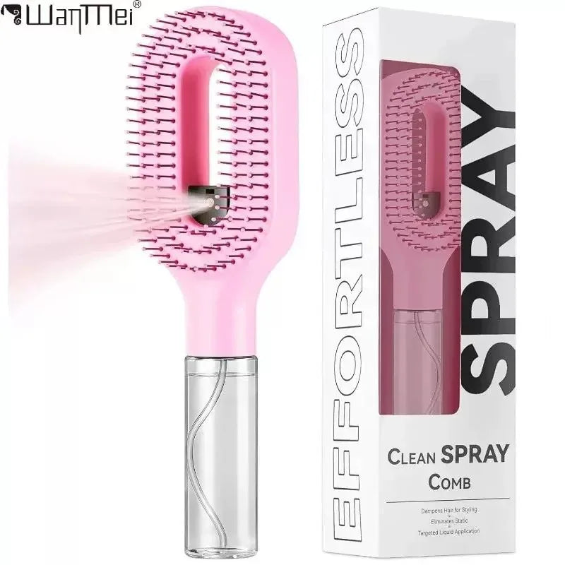 2-in-1 Spray Comb Detangling Hairbrush with Mist Bottle Spray Detangling Comb QXL