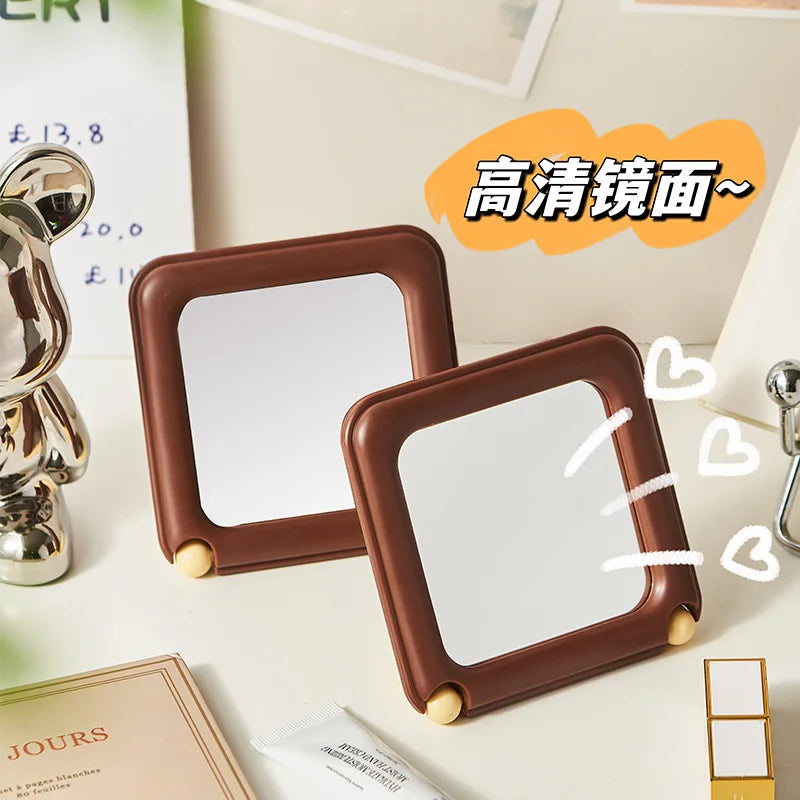Chocolate Foldable Makeup Mirror | Portable Tabletop Magnifying Tabletop Makeup Mirror QXL