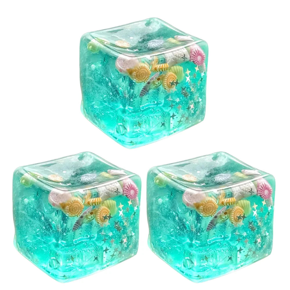 Sea World Shell Squishy Cube Fidget Toy | Ocean Sensory Fidget Sensory Toy QXL 3PCS