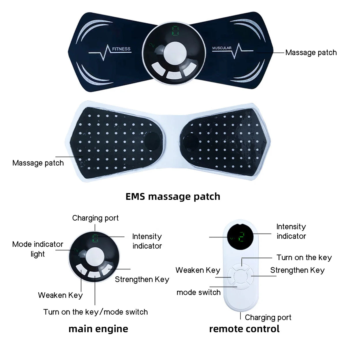 Electronic Pulse Muscle Massager Patch | 8 Modes, USB Electric Pulse Massager QXL
