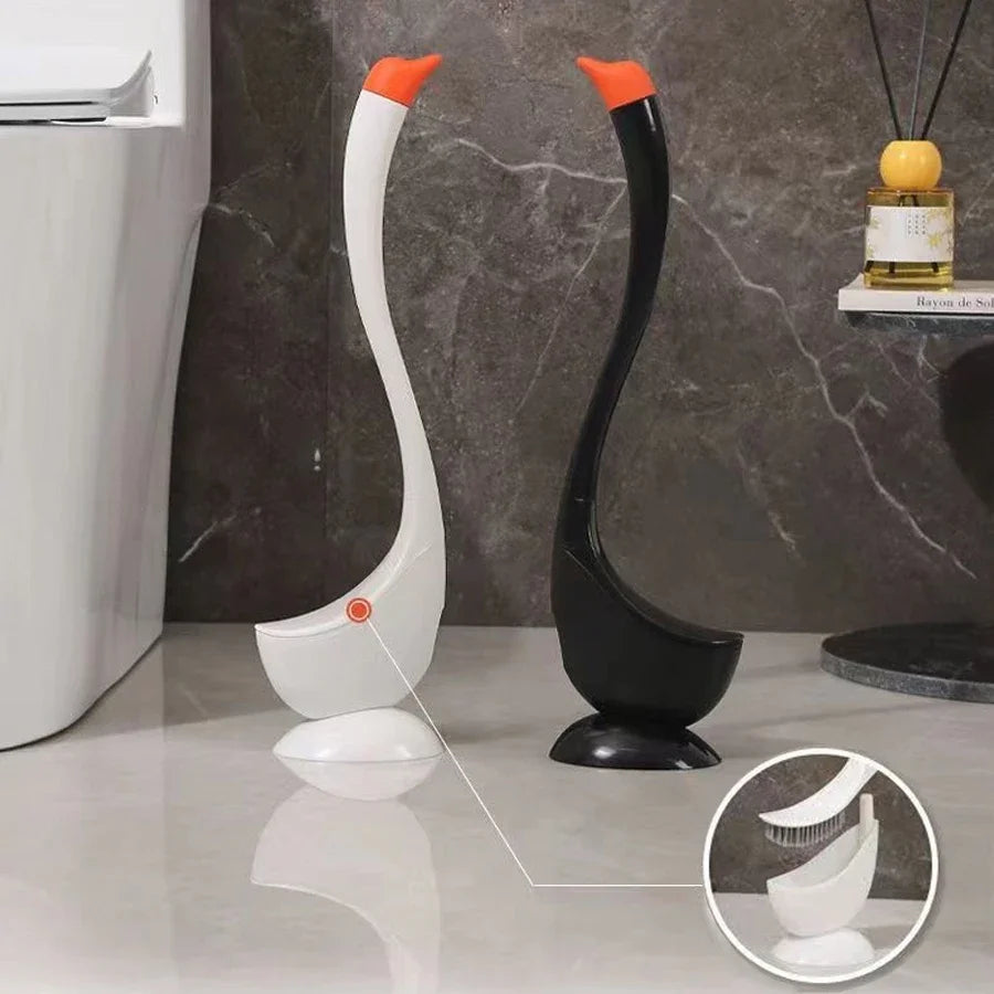 Swan Shaped Toilet Brush Set with Holder – Long Handle Toilet Brush Set QXL