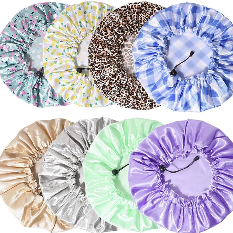 Extra Large Reusable Shower Cap | Double Layer PEVA Waterproof Shower Cap QXL