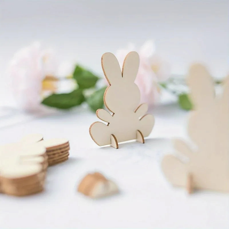 Unfinished 3D Wooden Easter Rabbit Bracket | DIY Craft Décor Wooden Craft Blank QXL