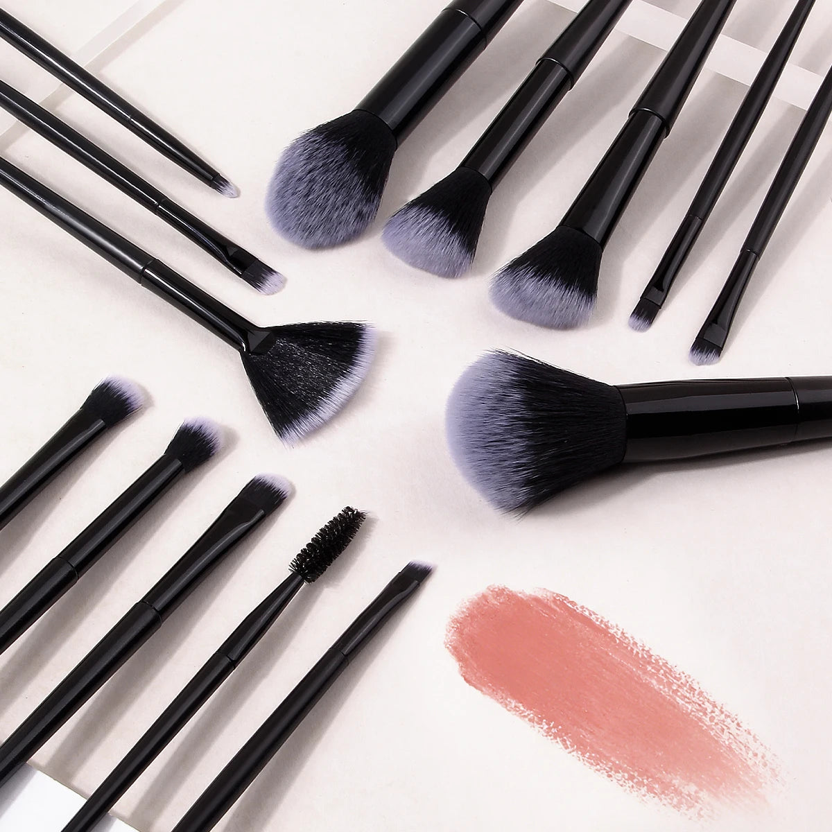 17-Pc Makeup Brush Set with Sponge Pads & Zipper Bag Makeup Brush Set QXL