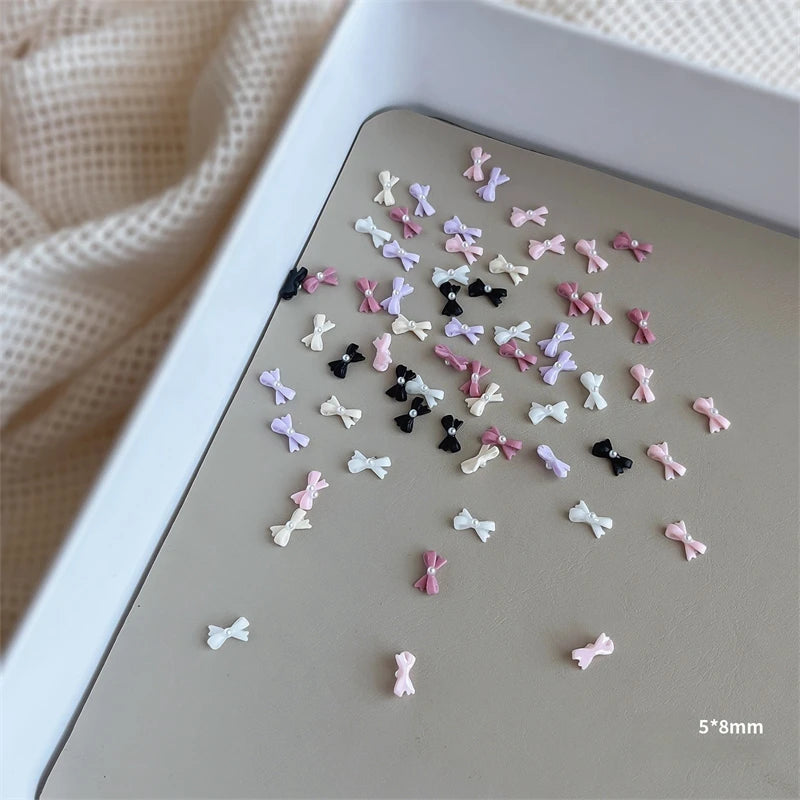 20-Pc 3D Bowtie Pearl Nail Charms | Mixed Color Resin Nail Art Nail Art Charms QXL