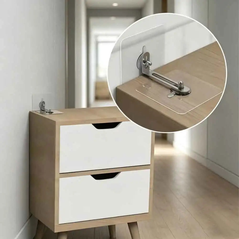 No-Drill Child Safety Cabinet Lock & Anti-Tip Furniture Strap Child Safety Lock QXL