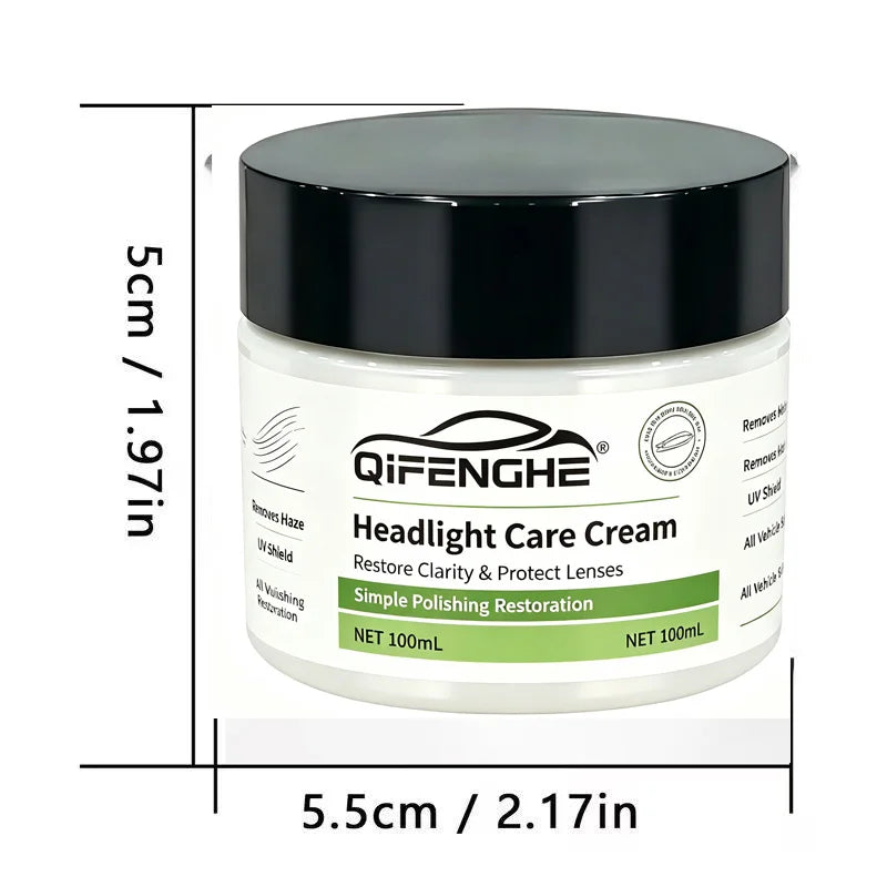 Headlight Restoration Cream 100ml – UV Shield & Clarity Polish Headlight Restoration Cream QXL