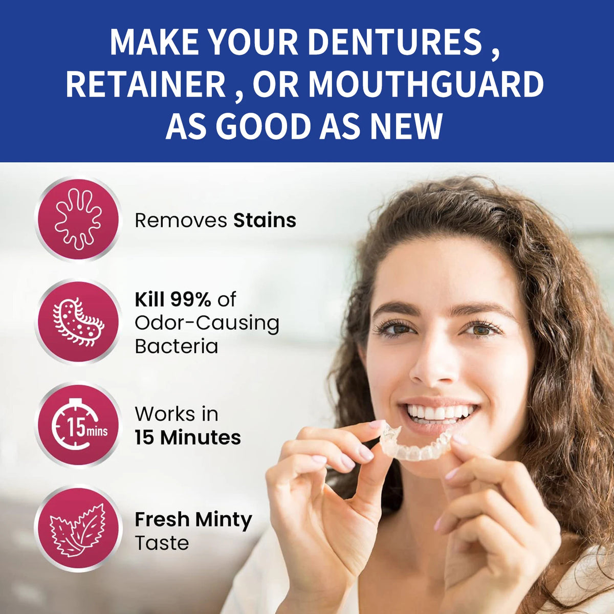 100-Pack Denture Cleaning Tablets | Retainer & Aligner Cleaner Denture Cleaning Tablets QXL