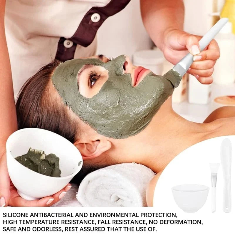 Face Mask Brush Set with Silicone Mixing Bowl – 3 or 4 Pcs Face Mask Tool Set QXL