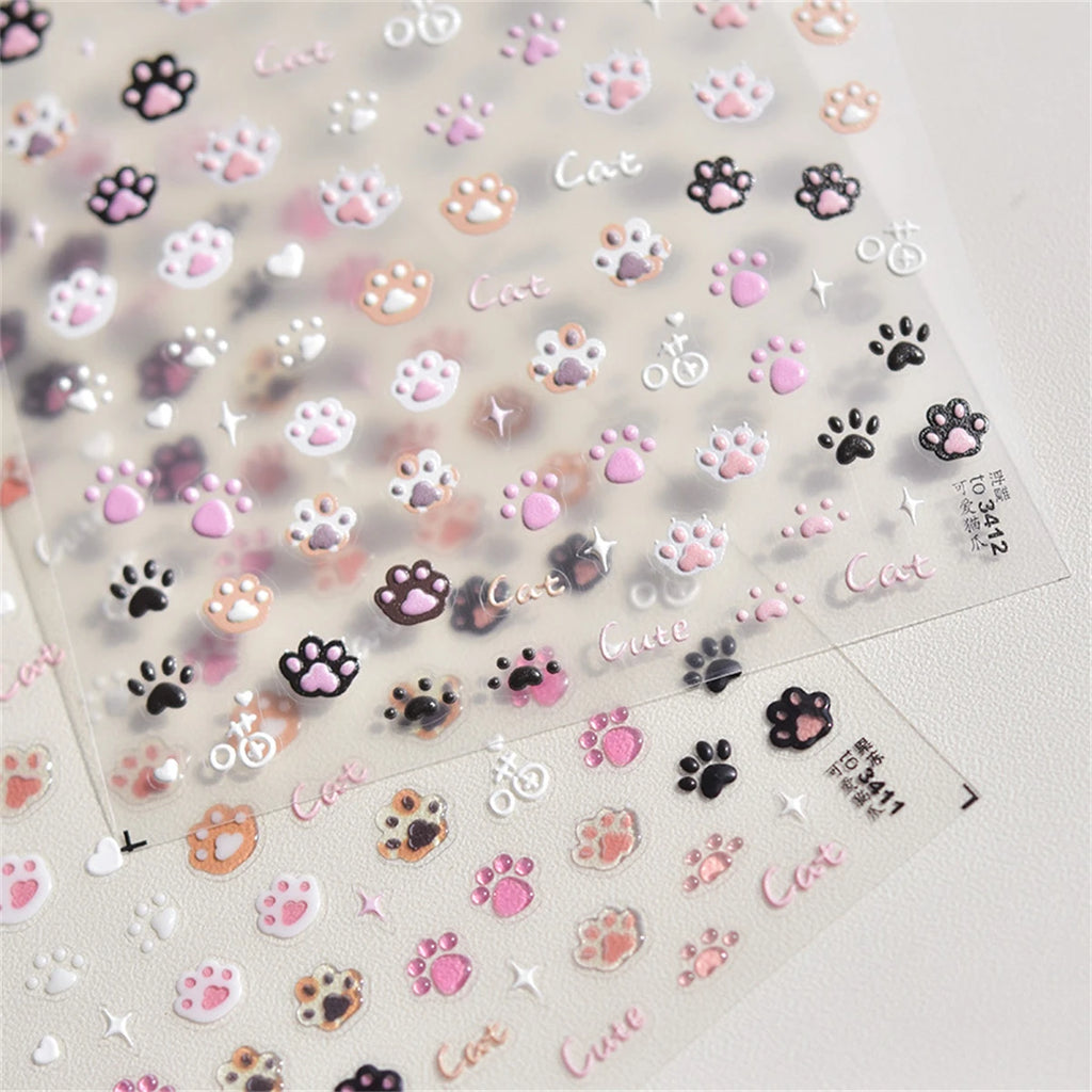 5D Kawaii Cat Claw Nail Art Stickers | Japanese Decals DIY Nail Art Stickers QXL
