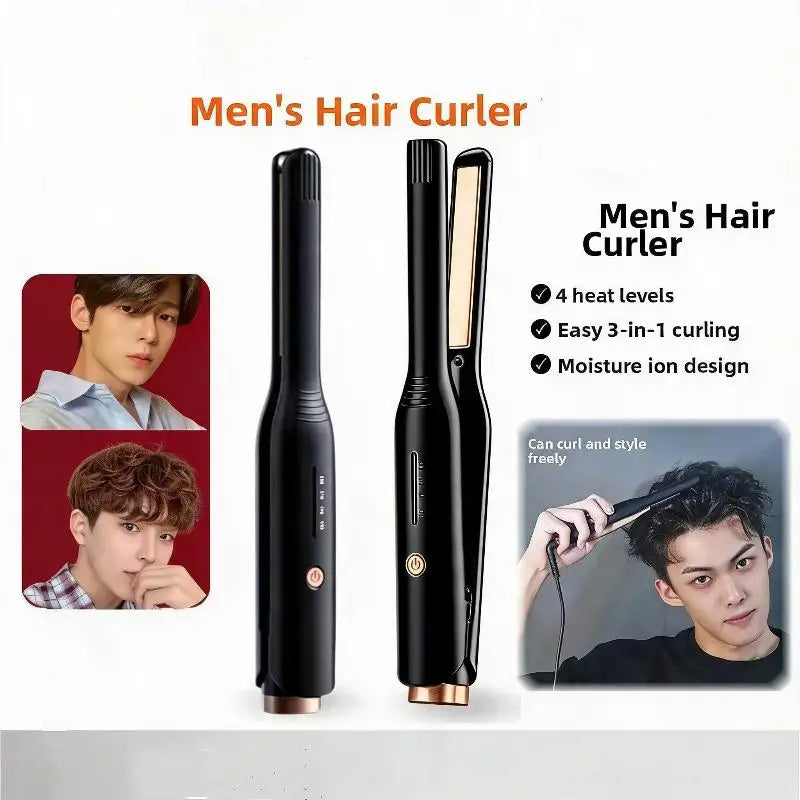 Shmacax 3-in-1 Mini Hair Curler & Styler for Men | Portable Hair Curler Styler QXL one size Black