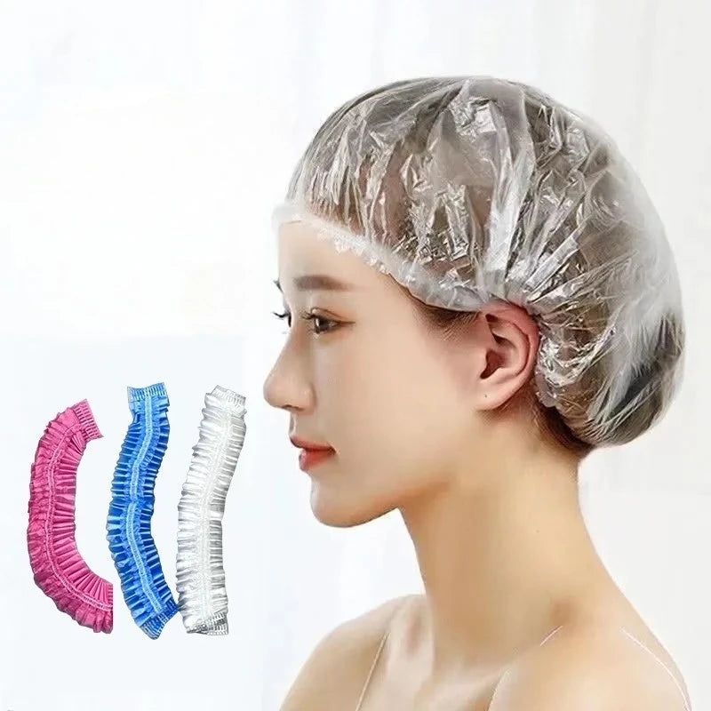 50-Pack Disposable Shower Caps | Waterproof Transparent Hair Covers Disposable Shower Cap QXL