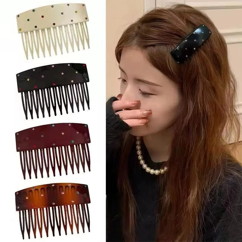 Korean Rhinestone Hair Comb | Colorful Crystal Hairpin Rhinestone Hair Comb QXL
