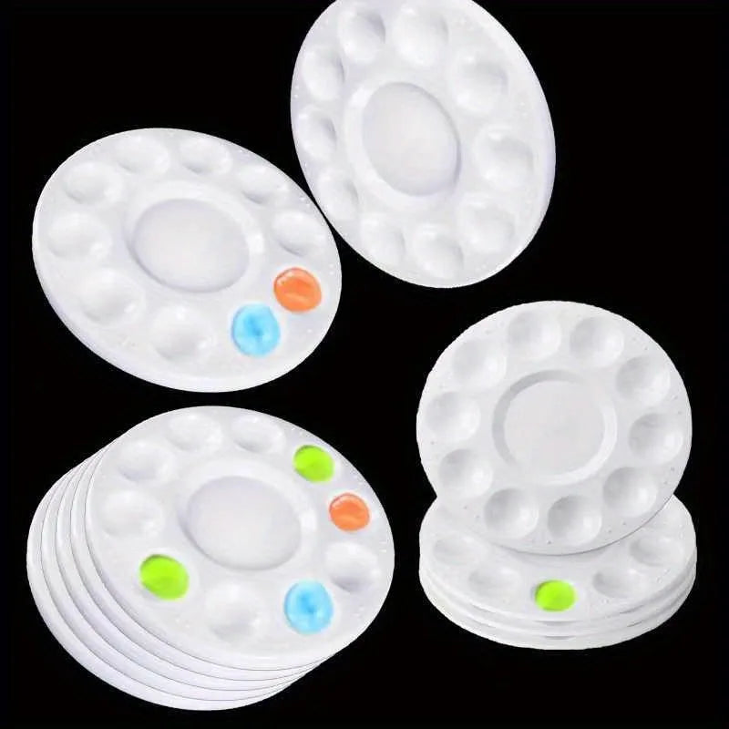 Round White Plastic Paint Palette for Students & Art Classes Art Paint Palette QXL