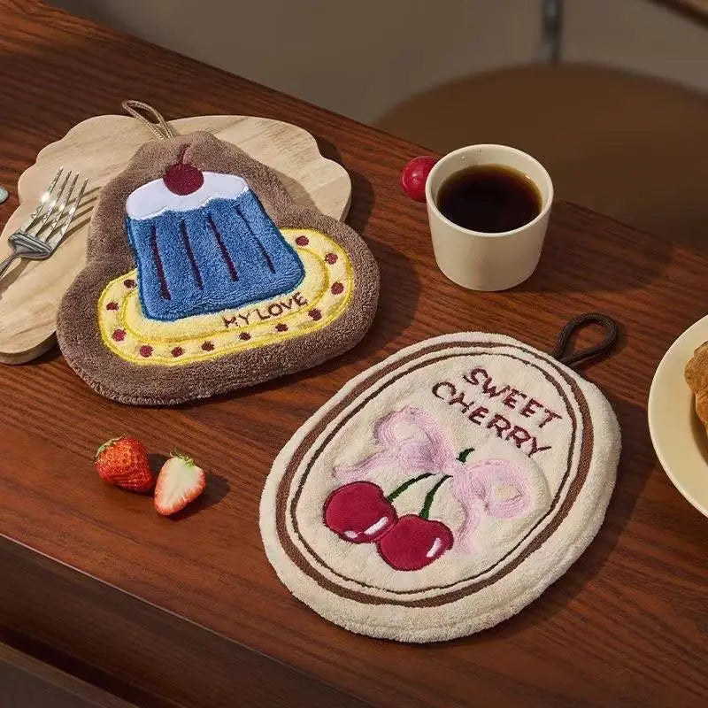 Absorbent Wall-Hanging Hand Towel | Embroidered Kitchen & Bath Hanging Hand Towel QXL