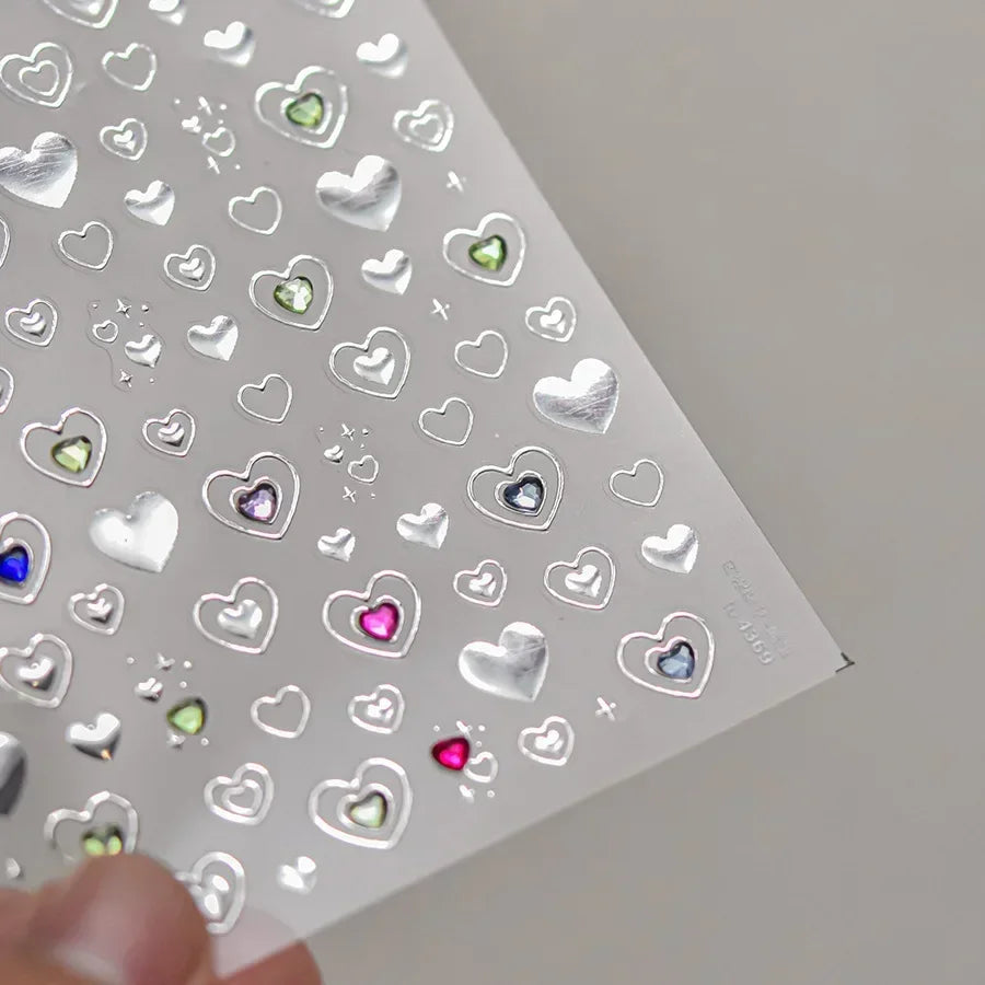 5D Cat's Eye Gradient Nail Art Stickers – Heart Gem Decals Nail Art Stickers QXL