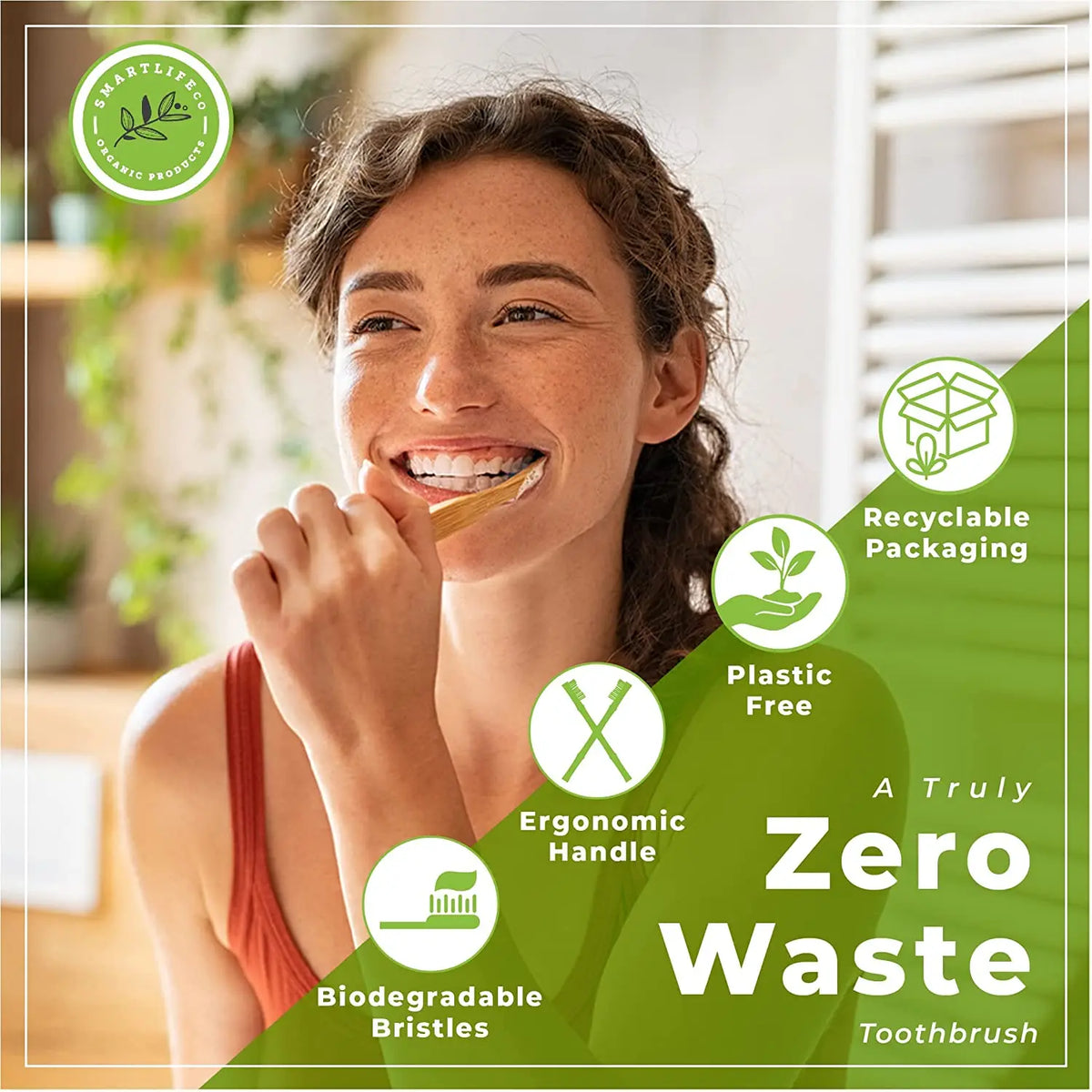 100-Pack Natural Bamboo Toothbrushes | Soft Charcoal Bristles, Eco Bamboo Toothbrush Set QXL