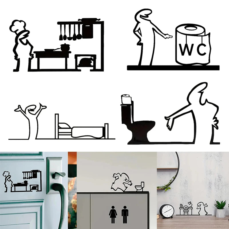 La Linea Minimalist Cartoon Wall & Door Stickers | Home Decor Wall & Door Sticker QXL