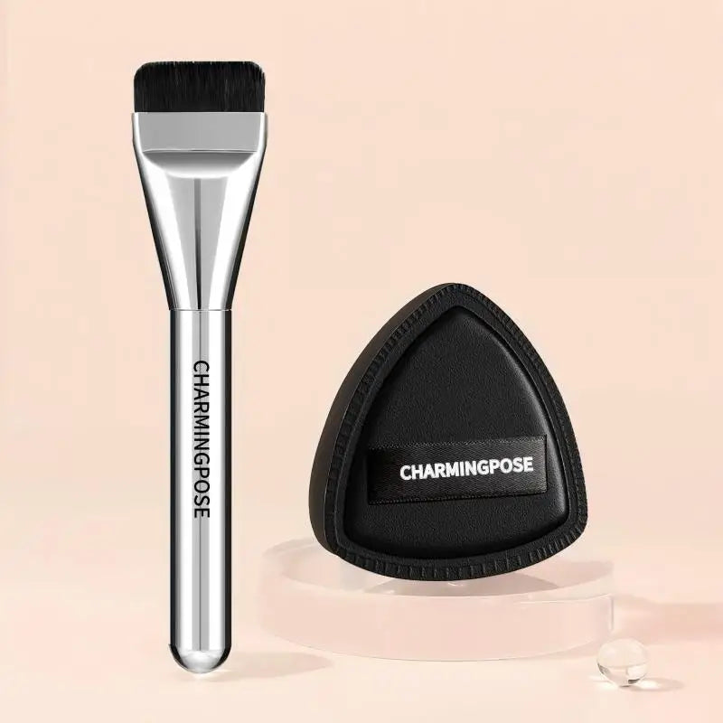3-in-1 Concealer Applicator Set | Foundation Brush & Sponge Makeup Applicator Set QXL black