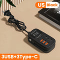 6-in-1 Desktop Charging Station | 3 USB-C PD & 3 USB Ports Desktop Charging Station QXL 3USB3C Black US