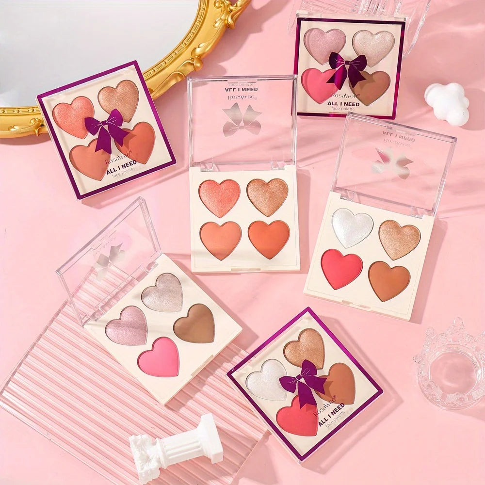 Baked Powder Palette – Contour, Highlighter & Blush Heart Design Baked Powder Palette QXL
