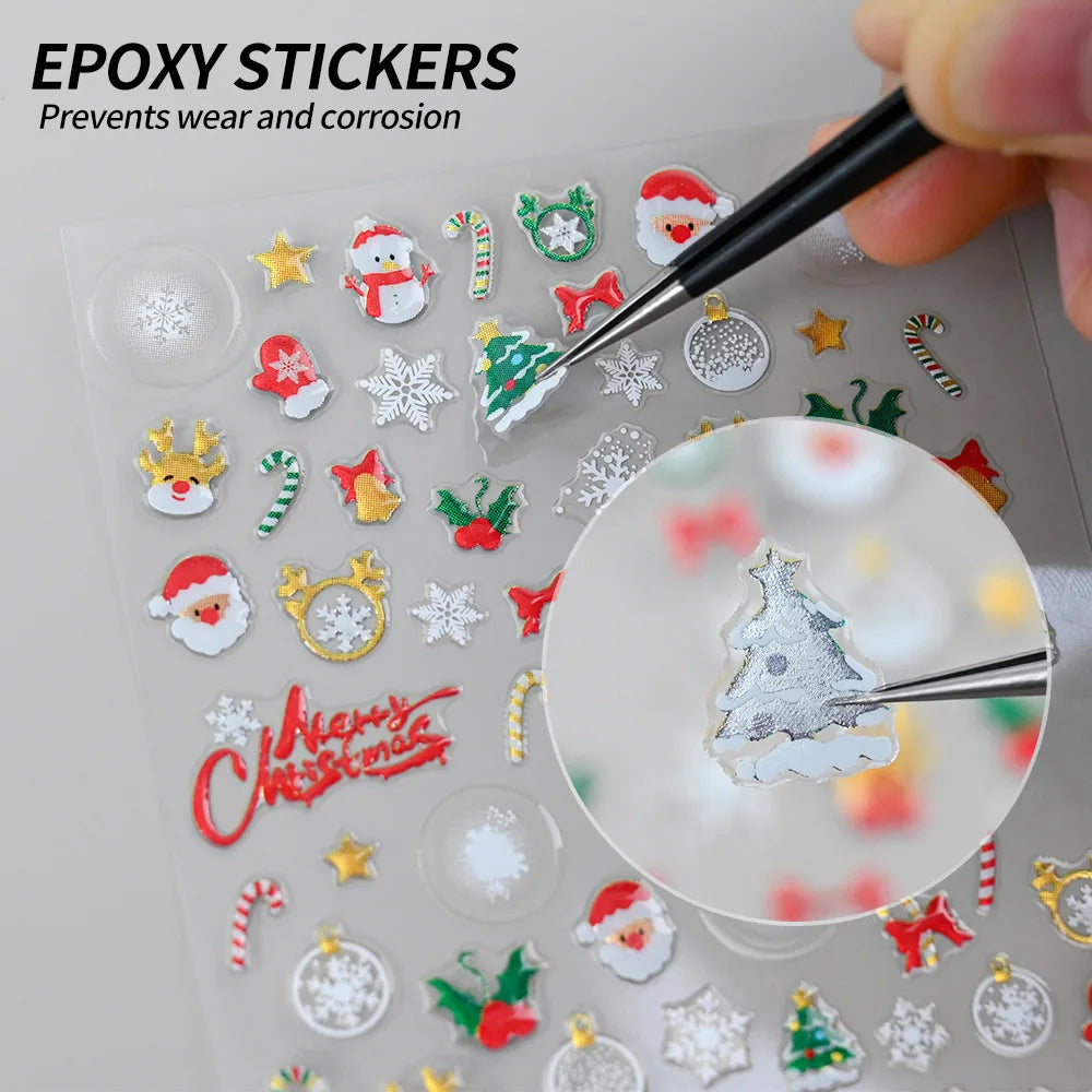 Christmas Cartoon Nail Art Stickers | DIY Self-Adhesive Decals Nail Art Stickers QXL