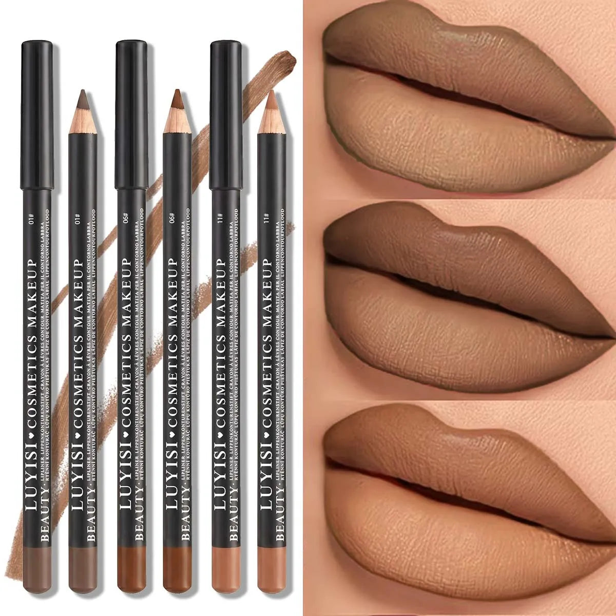 3-Pack Matte Velvet Lip Liner Set | Waterproof High-Pigment Lip Liner Set QXL