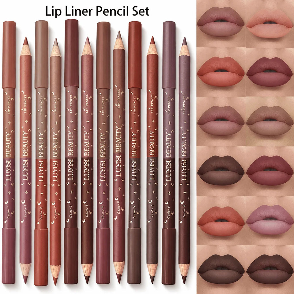6-Piece Matte Waterproof Lip Liner Set | Velvet Long-Lasting Lip Liner Set QXL 6pcs set