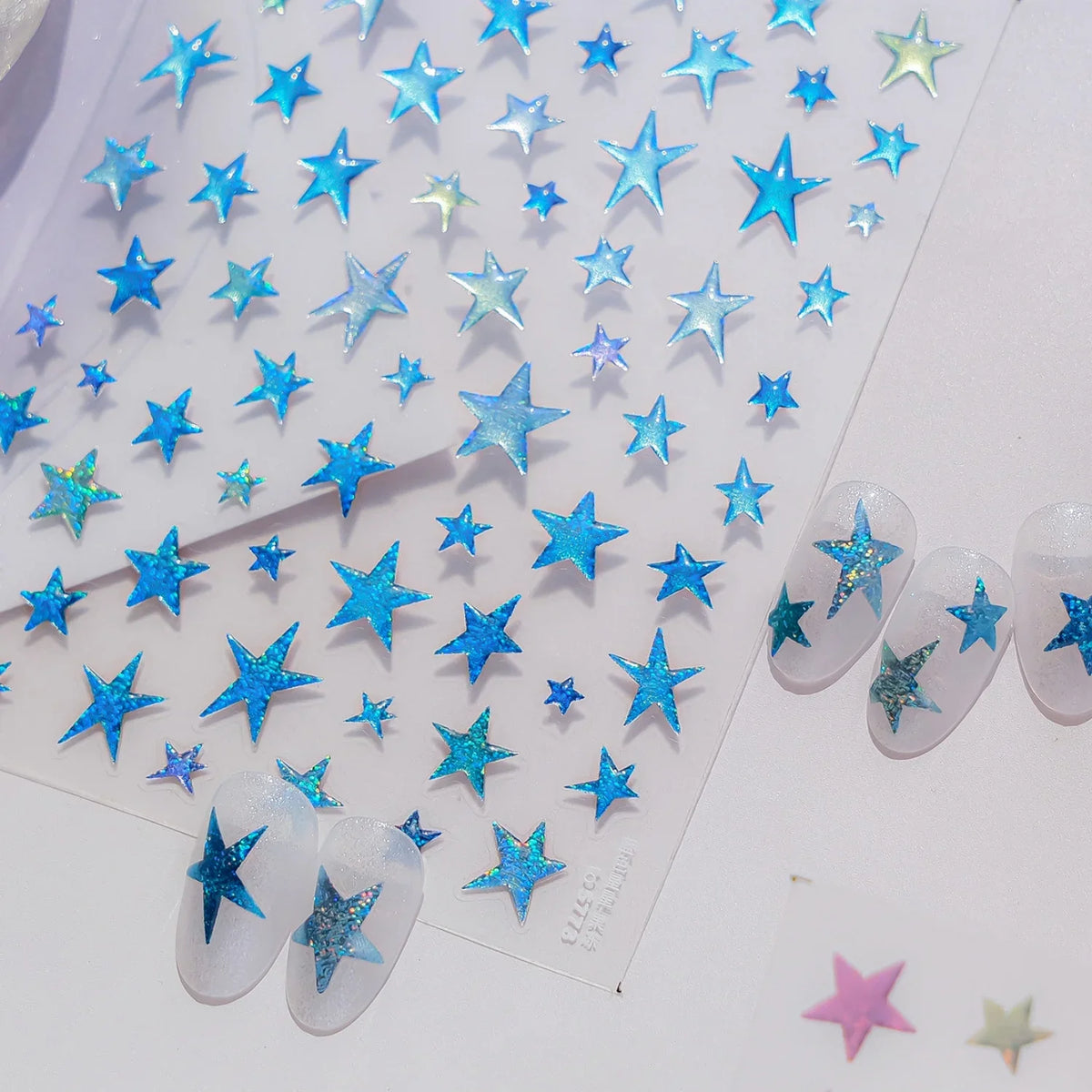 5D Holographic Star Nail Art Stickers | Self-Adhesive Decals Nail Art Stickers QXL