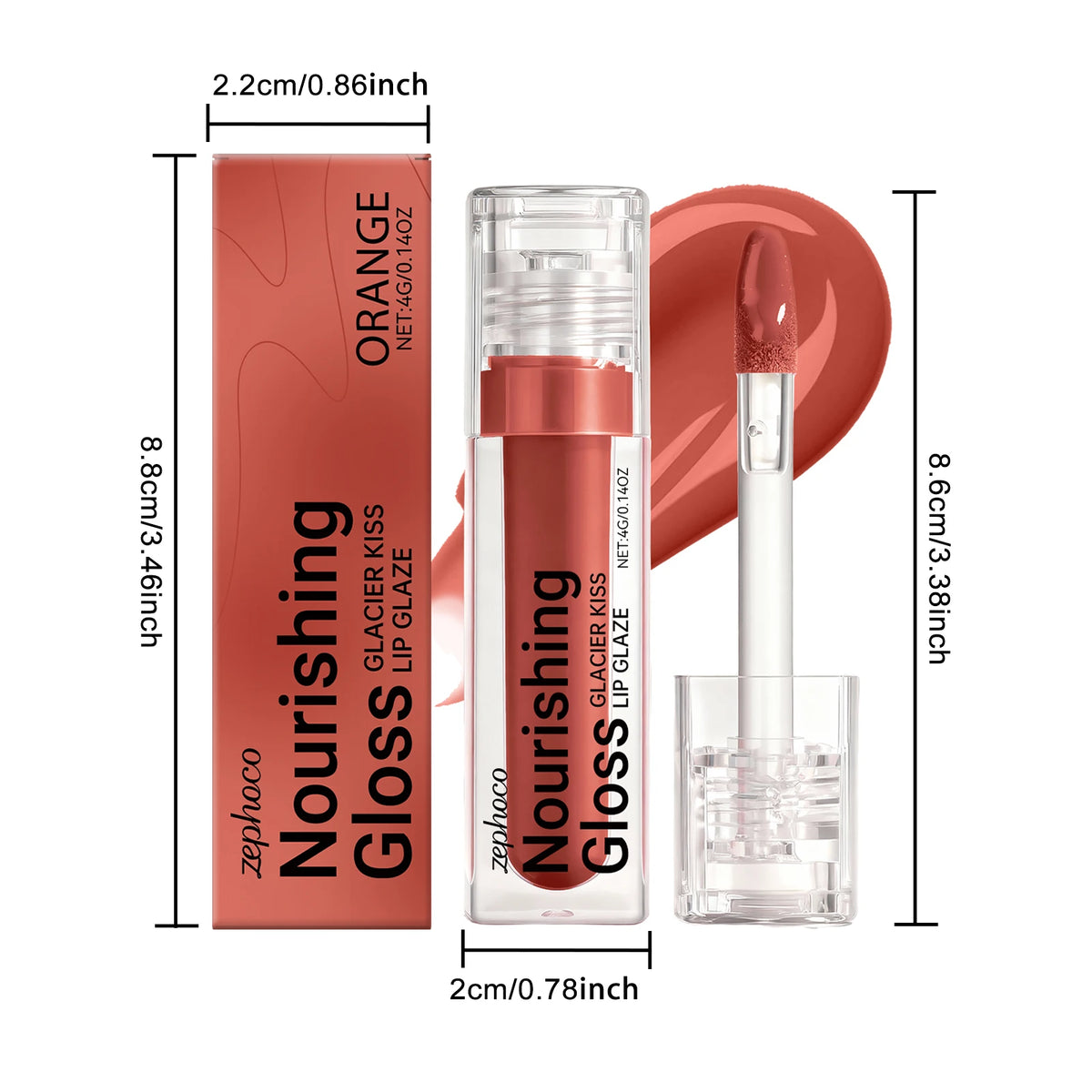 Zephoco Orange-Red Lip Gloss | Moisturizing & Plumping Lip Gloss QXL