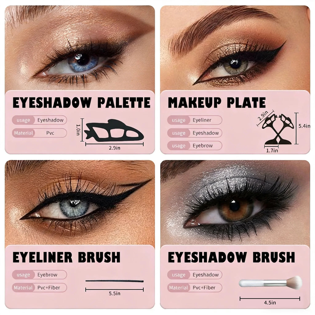 6-Pc Reusable Eyeshadow Stencil & Brush Set | Beginner Kit Eyeshadow Stencil Set QXL