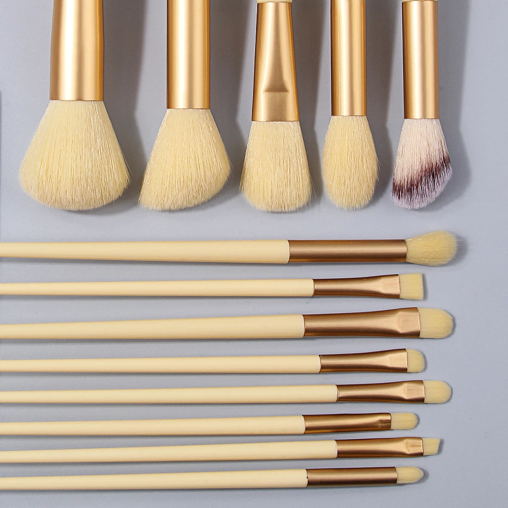KOSSHOW 13-Pc Yellow Makeup Brush Set | Full Face Kit Makeup Brush Set QXL
