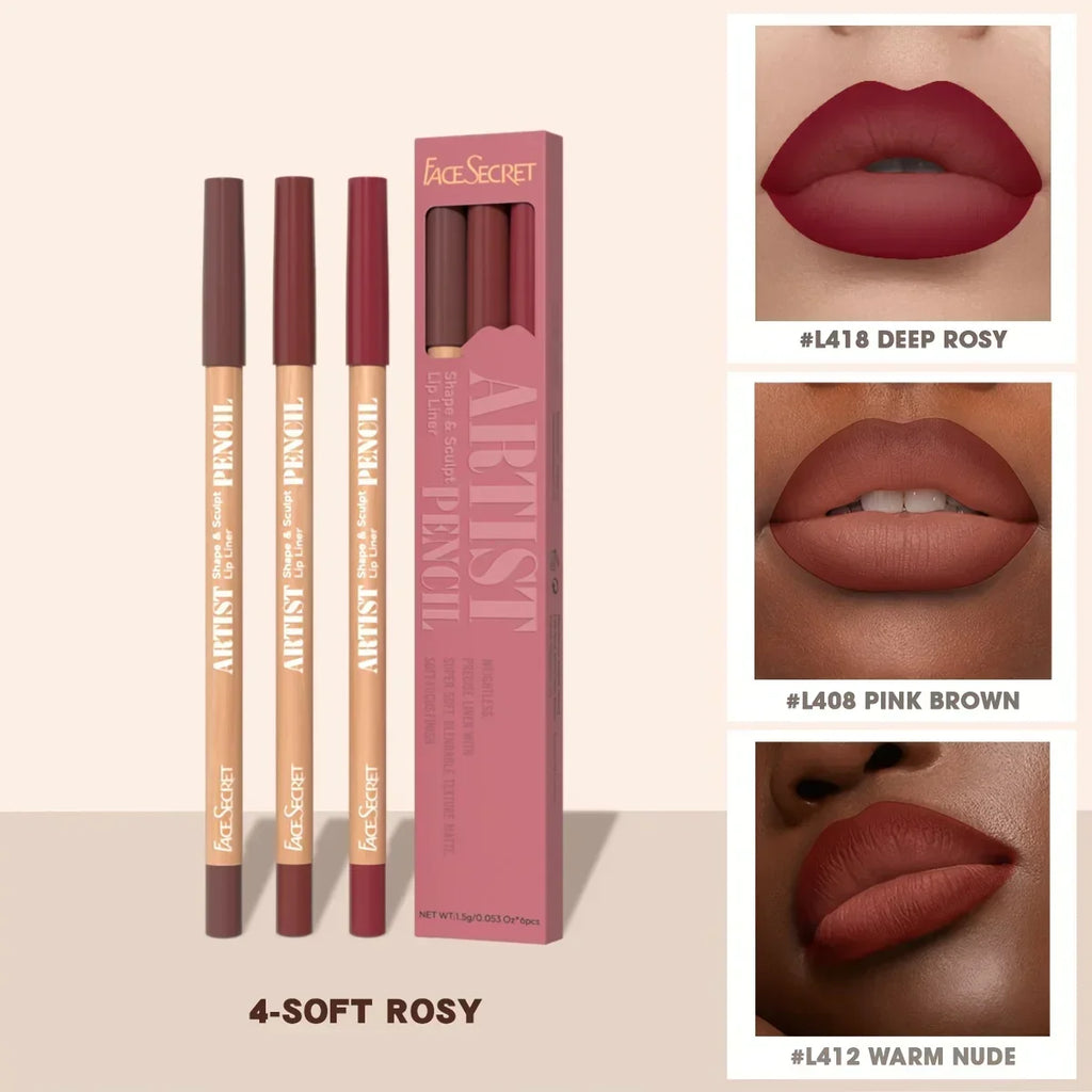 3-Pack Nude Matte Lip Liner Set | Waterproof Lip Pencil Lip Liner Set QXL
