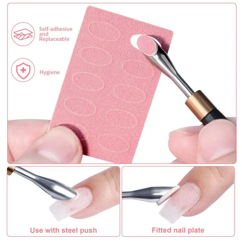 Nail Cuticle Pusher & Sandpaper File Set 100/180/240 Grit Nail File Set QXL
