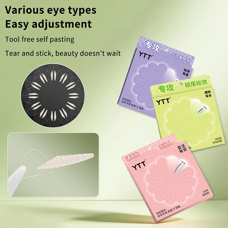 240-Pack Invisible Double Eyelid Tape Strips | Clear & Natural Eyelid Shaping Tape QXL
