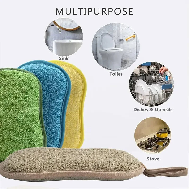 Reusable Polyester Sponge Wipes | Kitchen & Bathroom Cleaning Sponge Cleaning Pads QXL