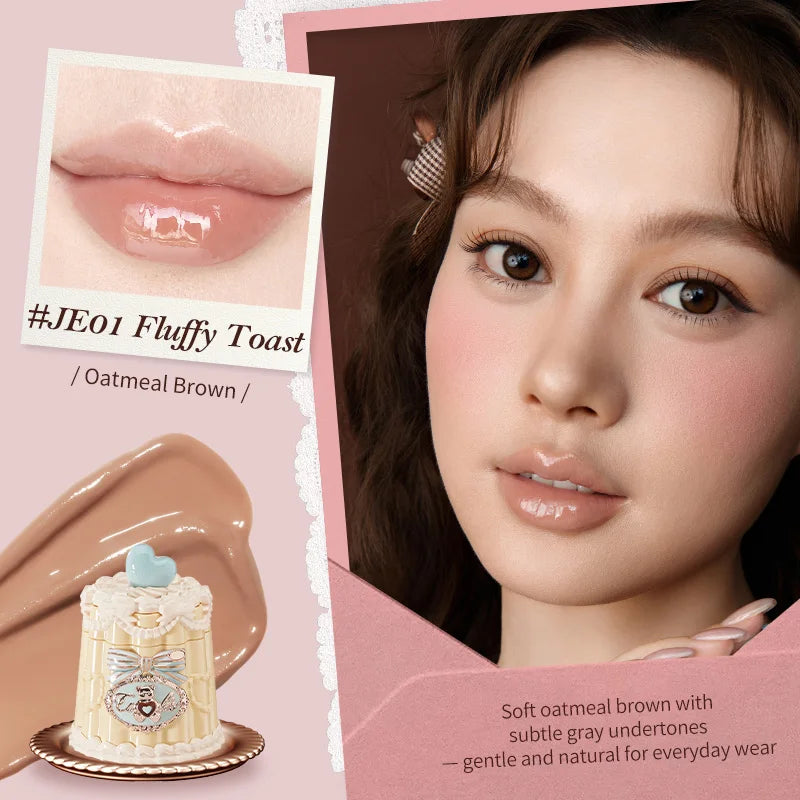 Flower Knows Sweetie Bear Lip Jelly & Satin Blush | Waterproof Lip Gloss & Blush QXL JE01 Toast
