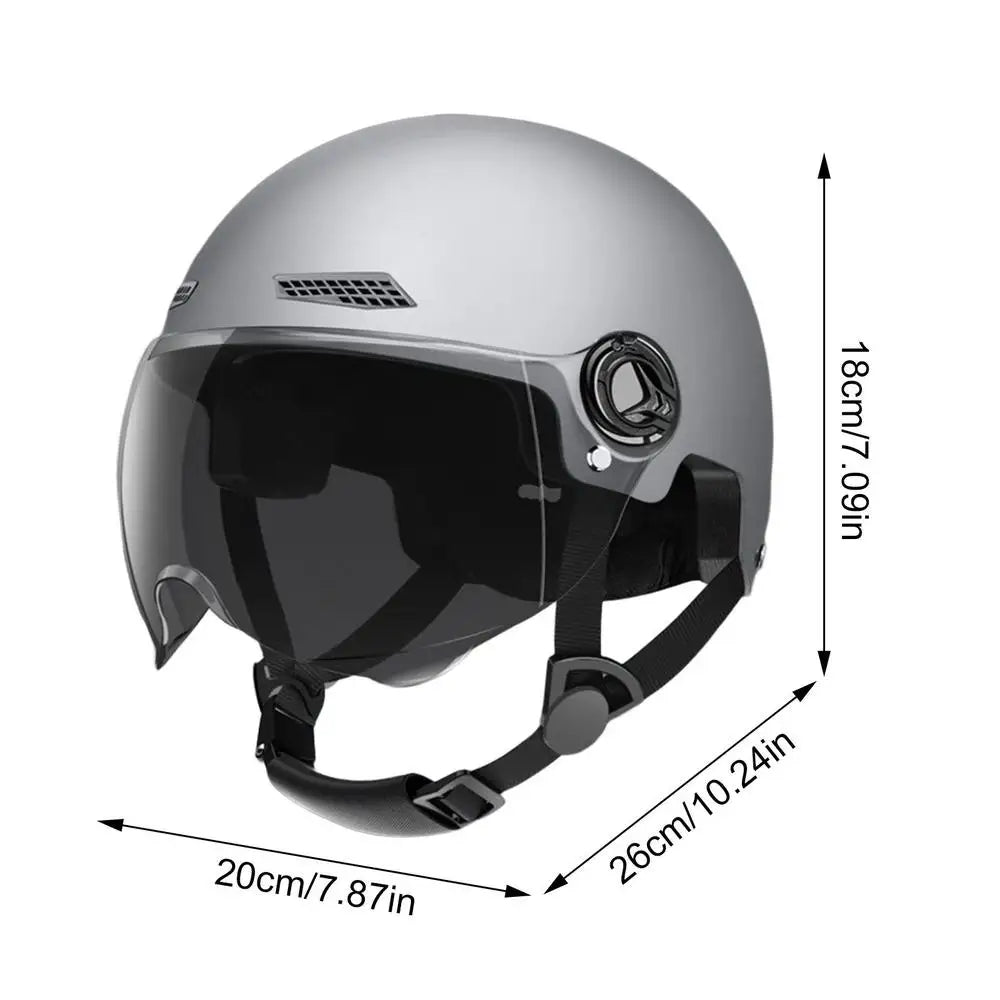 Motorcycle Half-Face Helmet Sun Visor Quick Release | Unisex Motorcycle Half Helmet QXL Gray