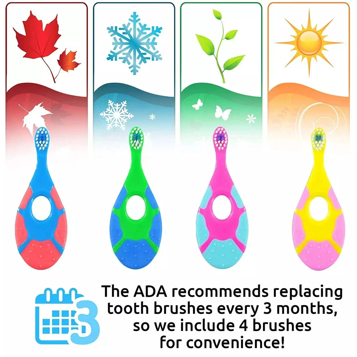2-Pack BPA-Free Soft Bristle Toddler Toothbrush | Kids Set Kids Toothbrush Set QXL