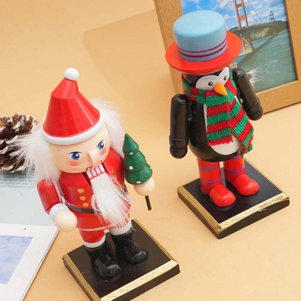4-Pack Wooden Nutcracker Soldier Figurines – Christmas Décor Christmas Figurine Set QXL