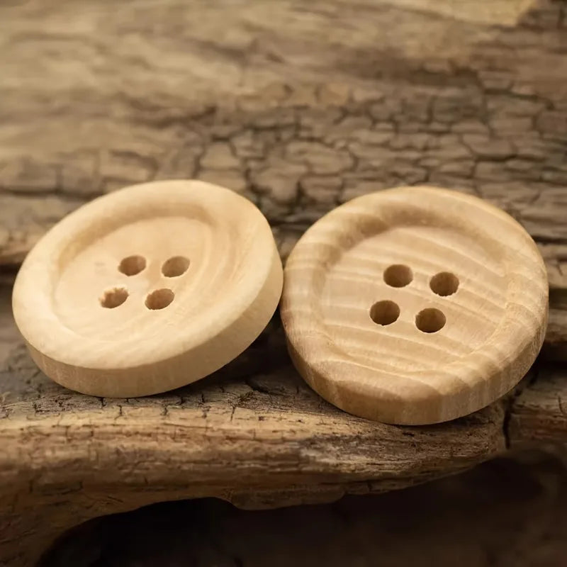 50-Pack Natural Wood 4-Hole Buttons for Sewing & Crafts Wood Sewing Buttons QXL