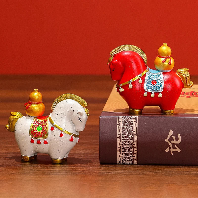 Zodiac Horse Lucky Ingot Figurine | Rotating Resin Home Decor Decorative Figurine QXL