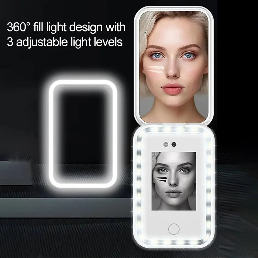 LED Makeup Mirror UV Detection, Dimmable 3-Mode Light, USB-C LED Makeup Mirror QXL