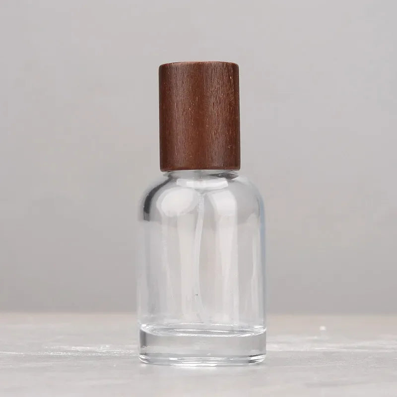 30ml Refillable Glass Perfume Spray Bottle with Walnut Cap Perfume Spray Bottle QXL 30ml Deep beech