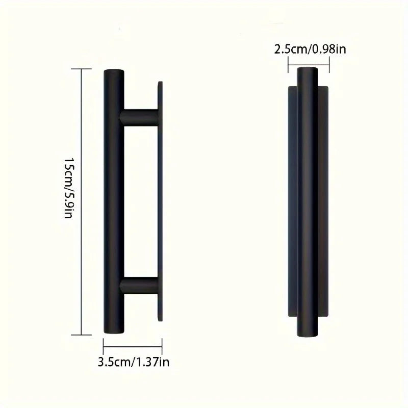 4-Pack Self-Adhesive Cabinet Handles | Matte Black No-Drill Cabinet Door Handles QXL