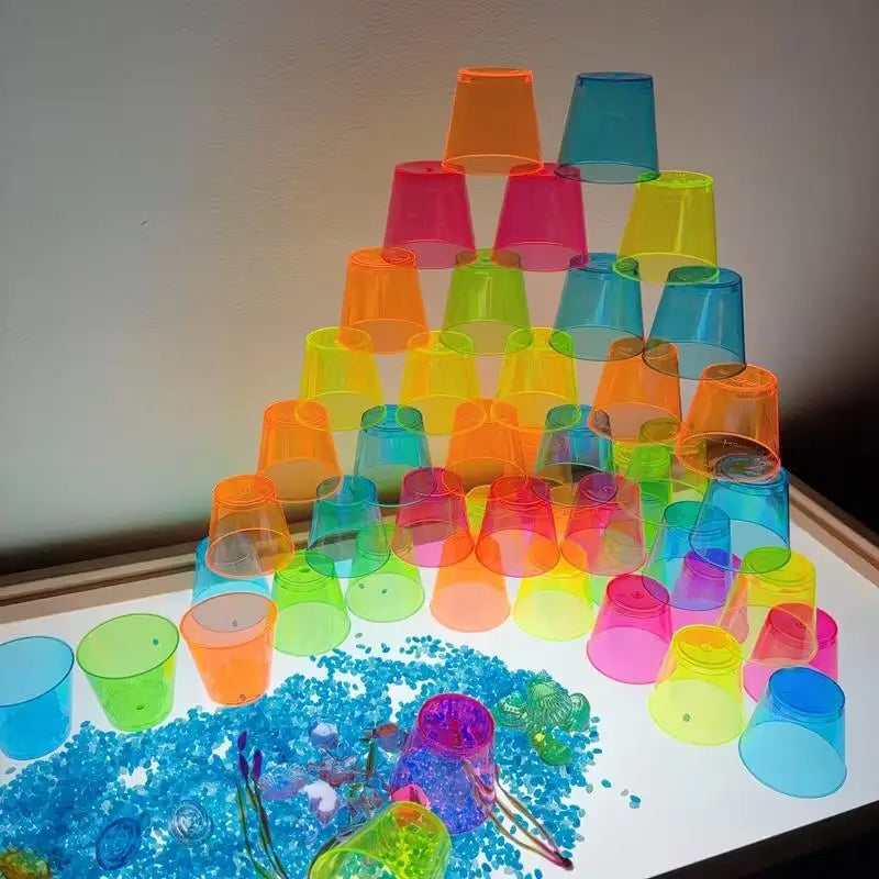 20-Pc Reggio Emilia Sensory Tiles | 20 Colors Light Table Play Sensory Learning Tiles QXL