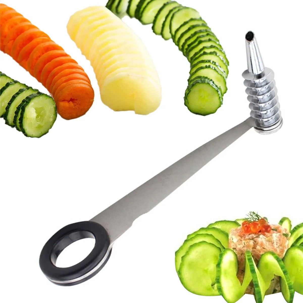 Handheld Vegetable Spiralizer – Stainless Steel Spiral Cutter Vegetable Spiralizer QXL